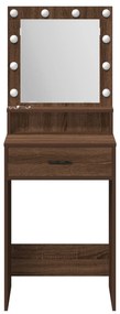 Mesa de Maquilhagem vidaXL com Luzes LED em Castanho Carvalho 50x41x13
