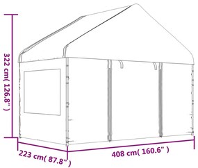 Tenda de Eventos com telhado 6,69x4,08x3,22 m polietileno branco
