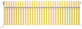 Toldo autom. c/ estore/LED/sensor de vento 5x3 m amarelo/branco