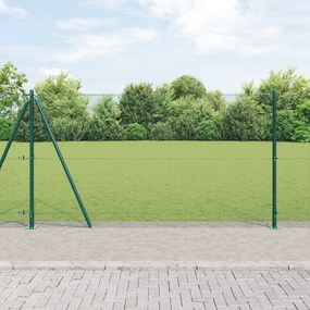 vidaXL Cerca de Fio Soldado com 13 Postes com Flange Verde 1,2x50 m Aço