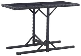 vidaXL Mesa de jardim 110x53x72 cm vidro e vime PE preto