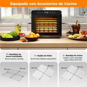 Desidratador de alimentos com temperatura ajustável de 30 ℃-75 ℃ 7 bandejas de aço inoxidável para carne, frutas