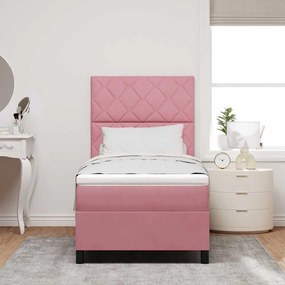 Cama Box com Colchão vidaXL Rosa Individual Veludo