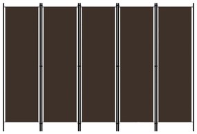 Divisão de quarto com 5 painéis 250x180 cm castanho