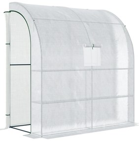 Outsunny Estufa Pequena Estufa de Exterior com Janelas Prateleiras de 3 Níveis Estufa para Cultivo de Plantas Flores 200x100x215 cm Branco