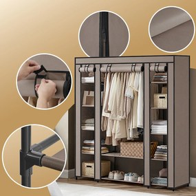 Guarda Roupa de tecido, com capa de lã, com varão para roupa 45 x 150 x 175 cm Taupe