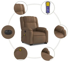 Poltrona elétrica elevatória massagens tecido castanho