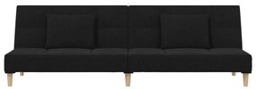 Sofá-cama 2 lugares com duas almofadas tecido preto