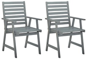 Cadeiras jantar p/ jardim 2 pcs madeira acácia maciça cinzento