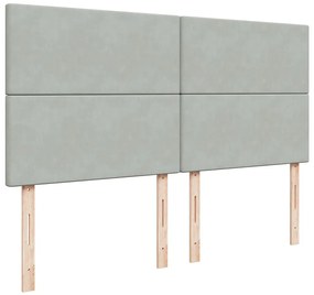 Cama com molas/colchão 180x200 cm veludo cinzento-claro