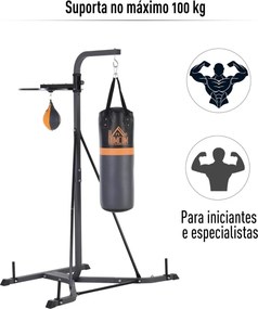 Saco de Boxe Suspenso com Suporte Bola de Velocidade Ajustável em Altura de 167-187cm e Inflador para Treinamento Fitness em Casa Ginásio 115×157×221