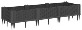 Vaso/floreira de jardim c/ estacas 125x40x28,5 cm PP preto