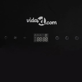 vidXL Exaustor com ecrã 600 mm vidro temperado preto