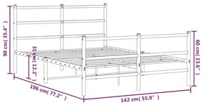 Estrutura de cama com cabeceira e pés 135x190 cm metal preto