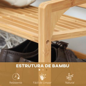 Sapateira de Bambu de 3 Níveis para 9 Pares de Sapatos para Entrada Corredor Casa de Banho 76x33x51 cm Madeira