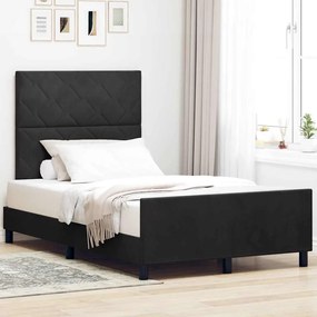 Estrutura de Cama de Veludo Preto vidaXL 120x200 cm