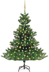 vidaXL Árvore Natal artif. c/ LEDs/bolas 180 cm abeto caucasiano verde