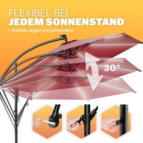 Chapéu de sol solar com LED Mali  Ø330cm Proteção UV 30+ vermelho