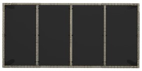 Mesa de jardim com tampo de vidro 190x90x75 cm vime PE cinza