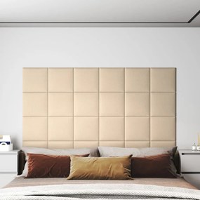 343788 vidaXL Painel de parede 12 pcs 30x30 cm tecido 1,08 m² cor creme