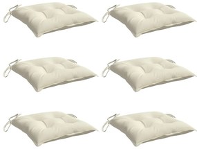 Almofadões de cadeira 6 pcs 50x50x7cm tecido oxford branco nata
