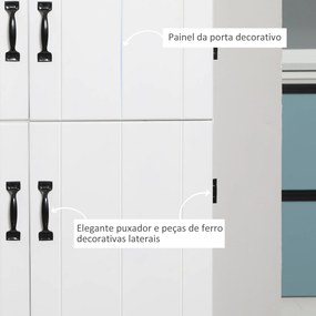 HOMCOM Armário de Cozinha Móvel Auxiliar de Cozinha com 4 Portas 6 Prateleiras de Armazenamento para Sala de Jantar Estilo Moderno 76x40x176,7cm Branco