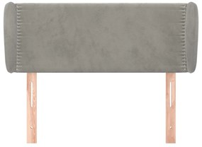 Cabeceira de cama c/ abas veludo 83x23x78/88 cm cinzento-claro
