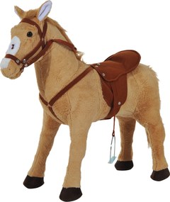 HOMCOM Cavalo de Brinquedo para Crianças de +3 Anos com Sons e Estrutura de Metal Carga 60kg 85x28x60 cm Bege | Aosom Portugal