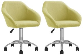 vidaXL Cadeiras de jantar giratórias 2 pcs tecido verde