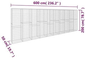 Muro gabião com tampa 600x50x200 cm aço galvanizado