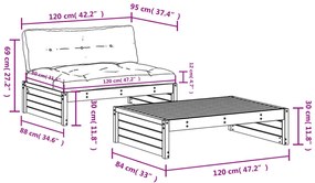 2 pcs conjunto lounge jardim c/ almofadões madeira maciça cinza