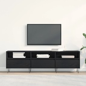 Armário de TV vidaXL Preto Carvalho 150x30x44,5 cm Madeira engenheirad