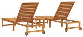 Espreguiçadeira com Mesa em Madeira Sólida de Acácia