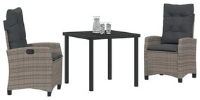 Conjunto de Jantar de Jardim com 3 Peças e Almofadas - Rattan Sintétic