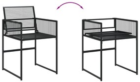 9 pcs conjunto de jantar para jardim vime PE preto