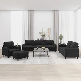 vidaXL 4 pcs conjunto de sofás com almofadões veludo preto