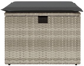 Banco de jardim com almofada 55x55x37 cm vime PE cinzento claro