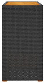 Mesa de jardim com tampo de madeira 100x40x75 cm vime PE preto