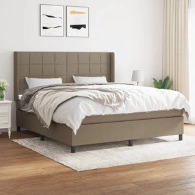 vidaXL Cama com molas/colchão 180x200 cm tecido castanho-acinzentado
