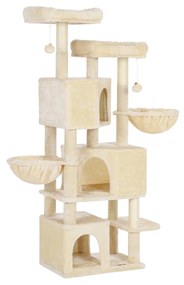 FEANDREA Árvore grande para gatos com 3 cavernas para gatos, torre para gatos de 164 cm, bege PCT098M01