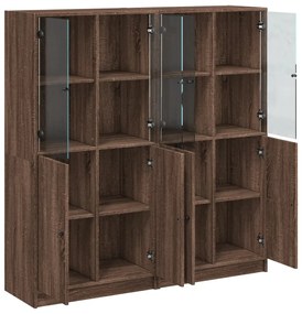 Estante c/ portas 136x37x142cm deriv. madeira carvalho castanho
