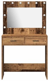 Mesa de Maquiagem vidaXL com Luzes LED Madeira Antiga 78,5x41x135 cm