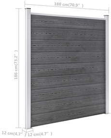 Painel de vedação para jardim 1045x186 cm WPC cinzento
