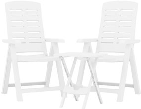 3 pcs conjunto de jantar para jardim polipropileno branco
