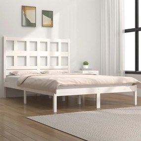Cama sem colchão 150x200 cm madeira de pinho maciça branco