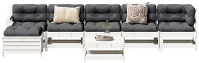 7 pcs conjunto lounge de jardim pinho maciço branco