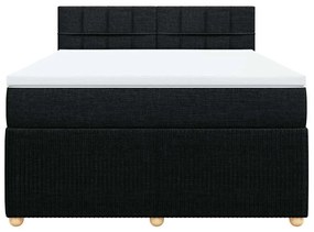 Cama com molas/colchão 160x200 cm tecido preto
