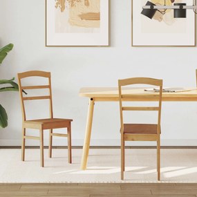 vidaXL Cadeira de jantar 2 pcs Natural Madeira de Borracha Sólida