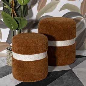 PUFE COM ARMAZENAMENTO SAINT-MORITZ 2 PEÇAS Ø 40X47-32X38 CM CASTANHO