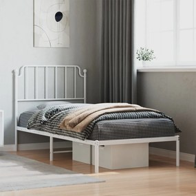 Estrutura de cama com cabeceira 90x190 cm metal branco